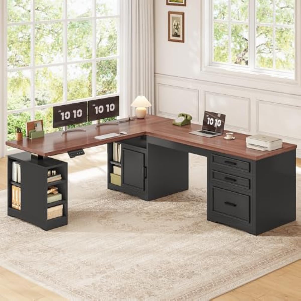 L Shaped Adjustable Electric D - огляд і ціна Desk Setup L Shaped