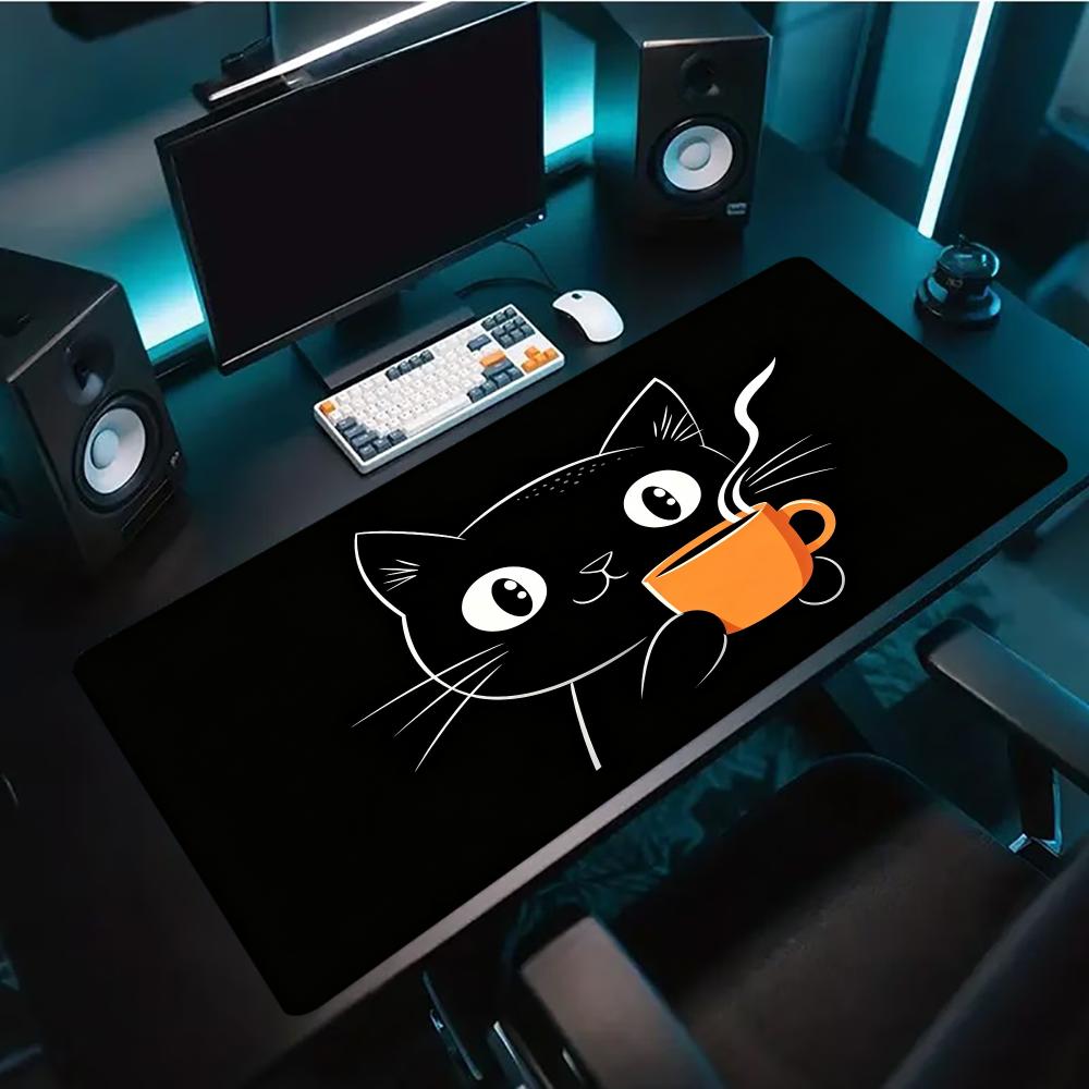 Cute Line Art Cat Hold Coffee  - огляд і ціна Desk Setup Pc And Laptop