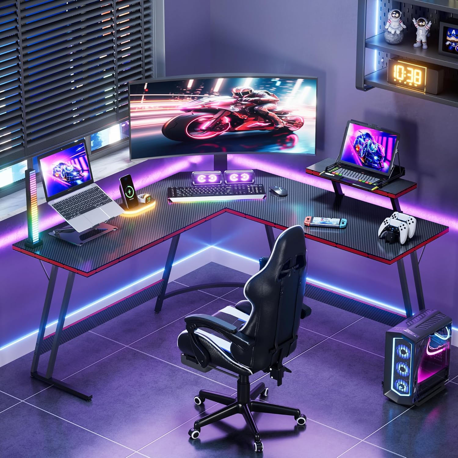 L-Shaped Adjustable Gaming Des - огляд і ціна Desk Setup L Shaped